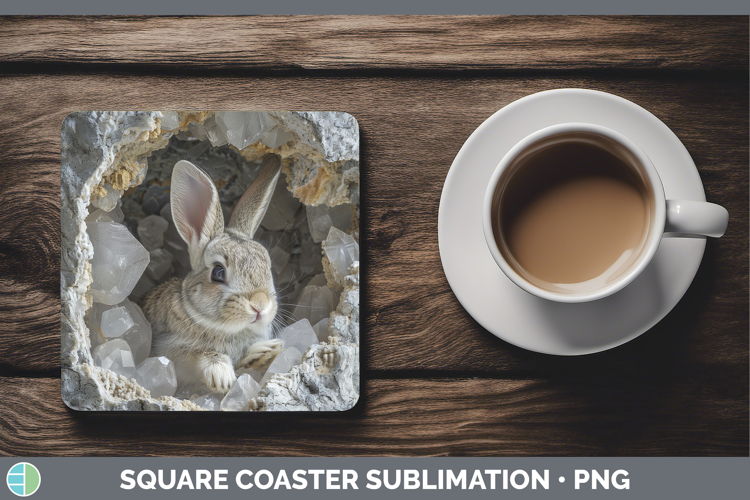 BS02 Geode Bunny Square Coaster Sublimation Coaster Designs
