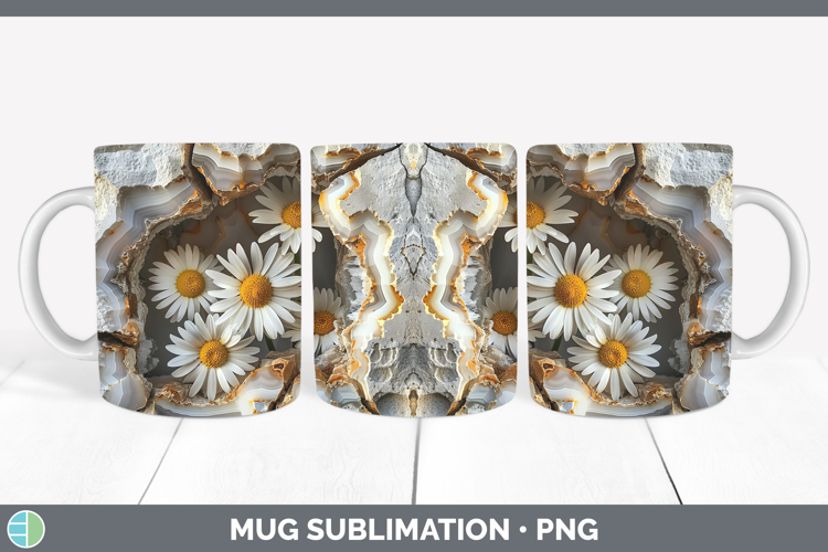 BS02 Geode Daisies Mug Wrap Sublimation Coffee Cup Designs