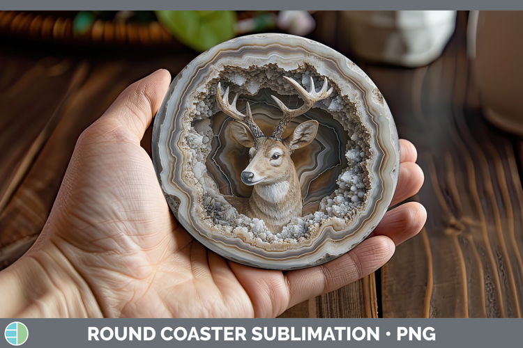 BS02 Geode Deer Round Coaster Sublimation Coaster Designs