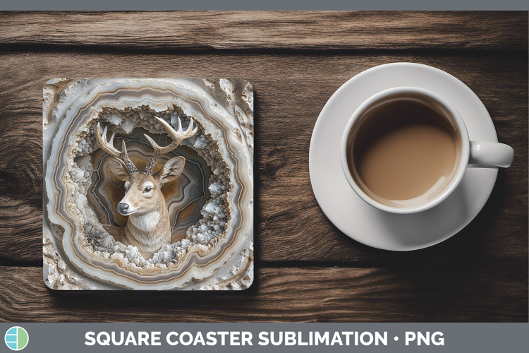 BS02 Geode Deer Square Coaster Sublimation Coaster Designs
