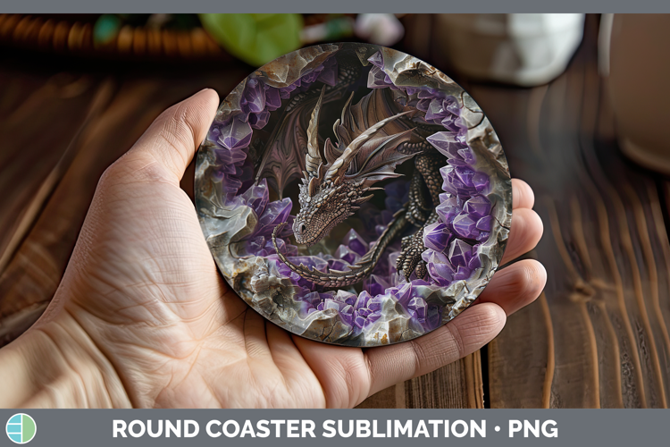 BS02 Geode Dragon Round Coaster Sublimation Coaster Designs