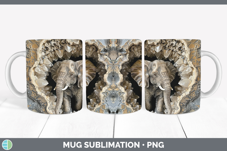 BS02 Geode Elephant Mug Wrap Sublimation Coffee Cup Designs