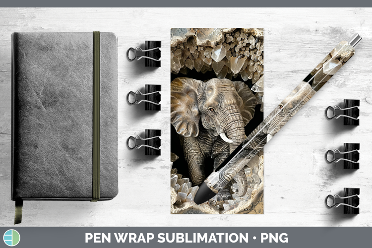 BS02 Geode Elephant Pen Wrap Sublimation Pen Designs