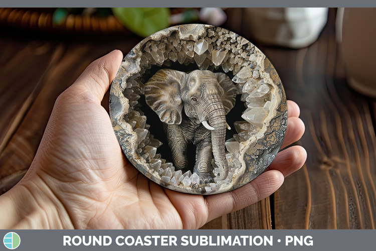 BS02 Geode Elephant Round Coaster Sublimation Coaster Design