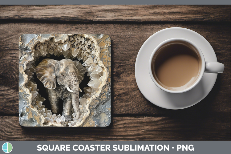 BS02 Geode Elephant Square Coaster Sublimation Coaster Desig