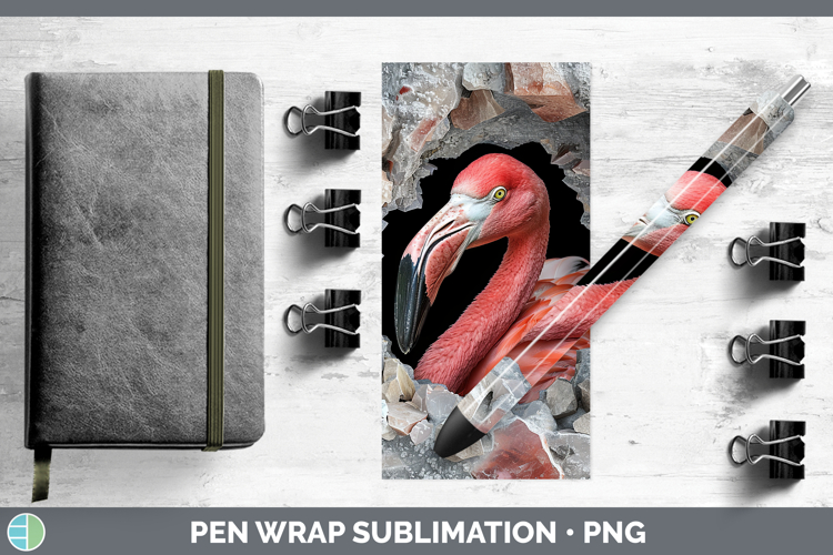 BS02 Geode Flamingo Pen Wrap Sublimation Pen Designs
