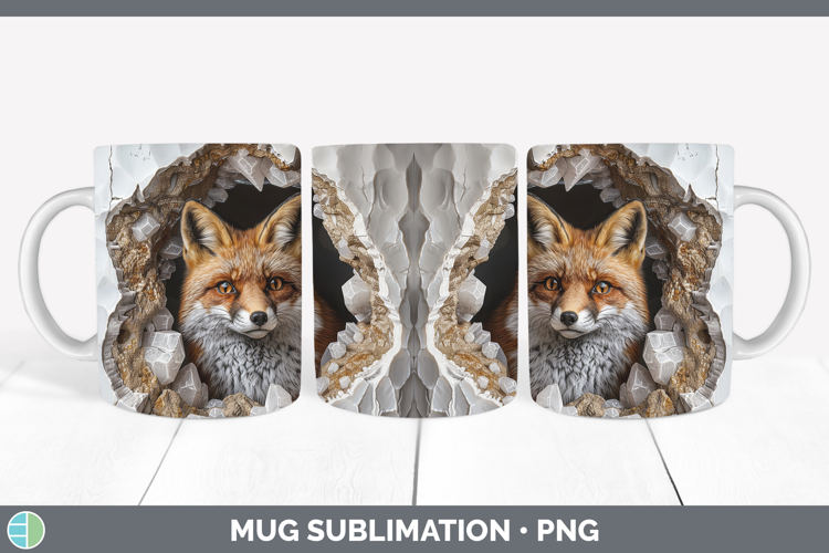 BS02 Geode Fox Mug Wrap Sublimation Coffee Cup Designs