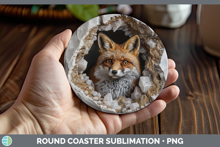 BS02 Geode Fox Round Coaster Sublimation Coaster Designs
