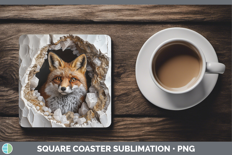 BS02 Geode Fox Square Coaster Sublimation Coaster Designs