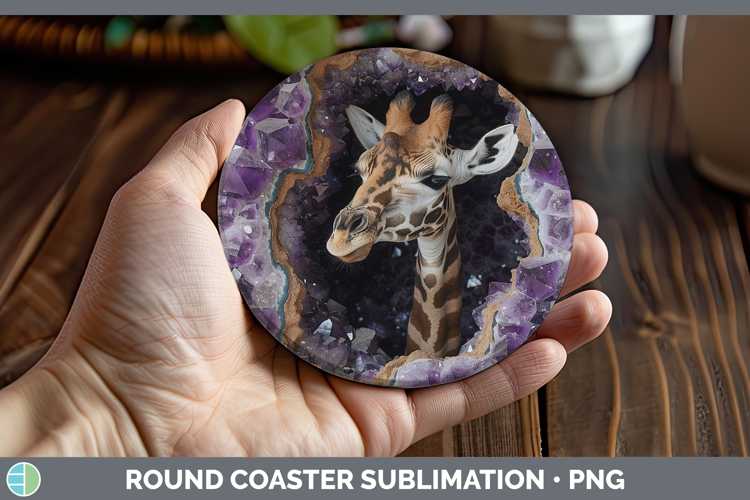 BS02 Geode Giraffe Round Coaster Sublimation Coaster Designs
