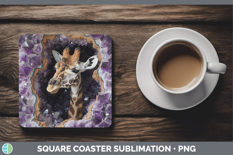 BS02 Geode Giraffe Square Coaster Sublimation Coaster Design