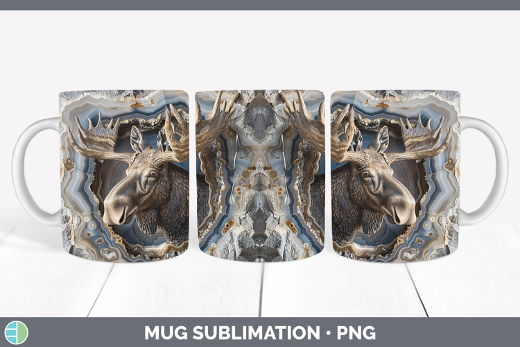 BS02 Geode Moose Mug Wrap Sublimation Coffee Cup Designs