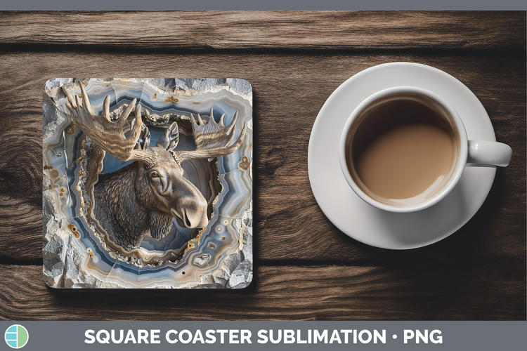 BS02 Geode Moose Square Coaster Sublimation Coaster Designs