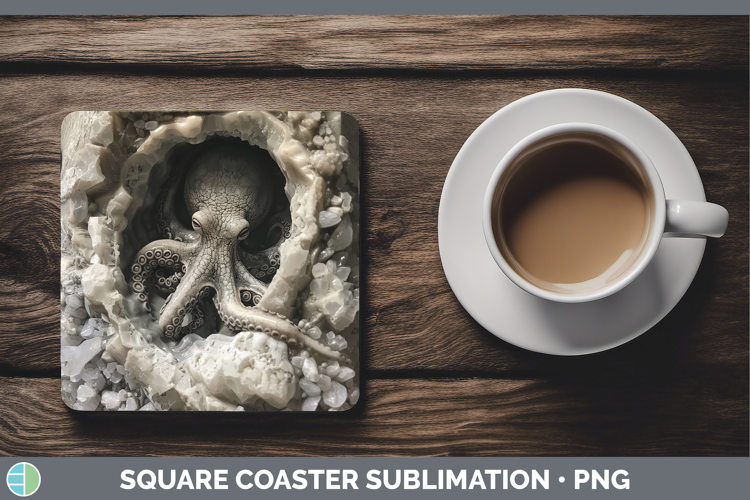 BS02 Geode Octopus Square Coaster Sublimation Coaster Design