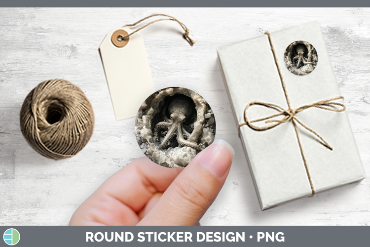 BS02 Geode Octopus Stickers | Round Labels Designs
