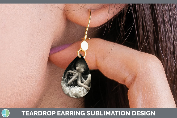 BS02 Geode Octopus Teardrop Earrings Sublimation Earrings De