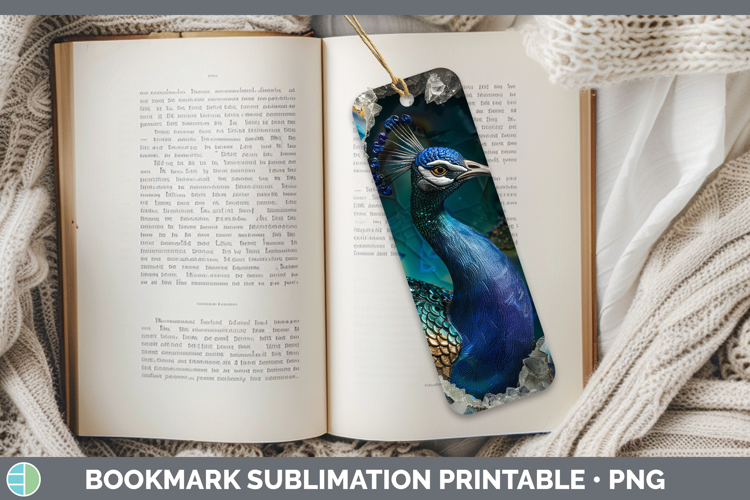 BS02 Geode Peacock Bookmark Sublimation Printable Designs