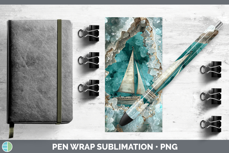 BS02 Geode Sail Boat Pen Wrap Sublimation Pen Designs