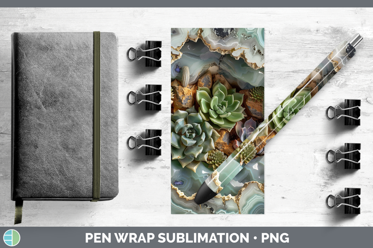 BS02 Geode Succulents Pen Wrap Sublimation Pen Designs