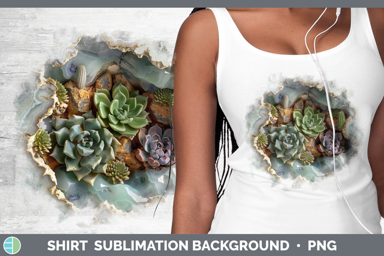 BS02 Geode Succulents Shirt Sublimation Sublimation Backgrou