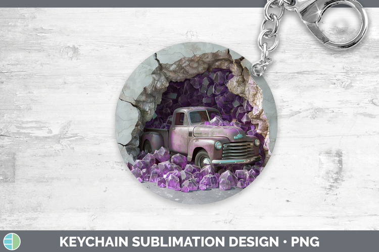BS02 Geode Vintage Truck Keychain Sublimation Keyring Design