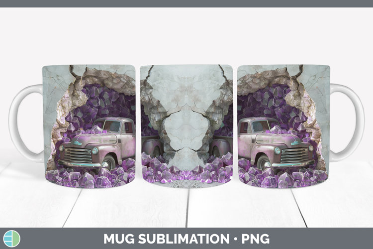 BS02 Geode Vintage Truck Mug Wrap Sublimation Coffee Cup Des