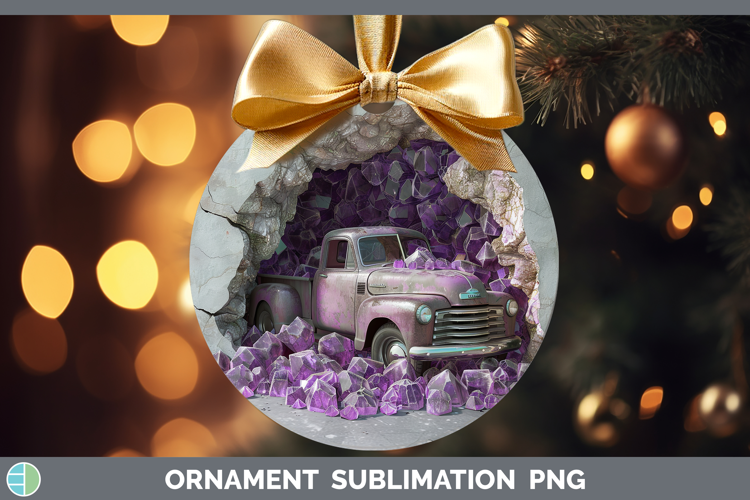 BS02 Geode Vintage Truck Ornament Sublimation Bauble Designs