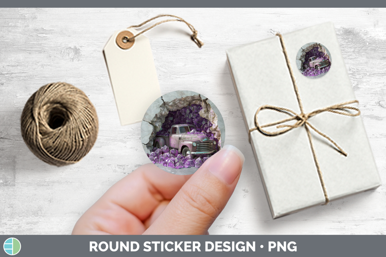 BS02 Geode Vintage Truck Stickers | Round Labels Designs