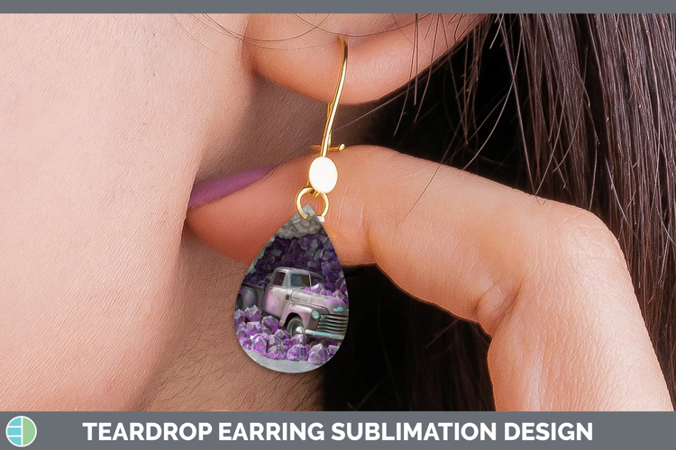 BS02 Geode Vintage Truck Teardrop Earrings Sublimation Earri