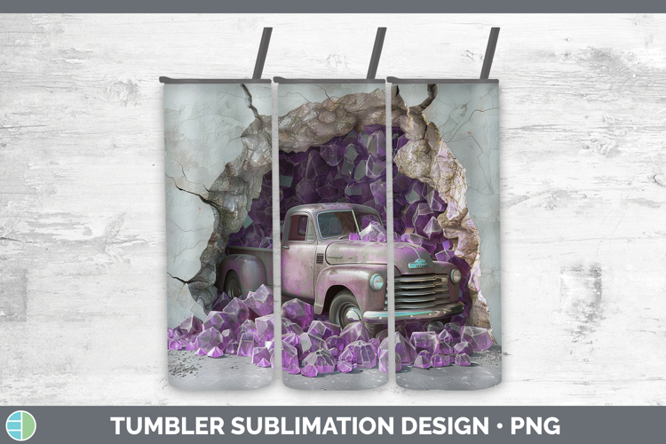 BS02 Geode Vintage Truck Tumbler Sublimation 20 oz Skinny Tu