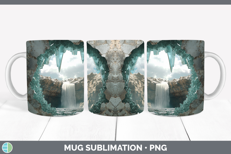 BS02 Geode Waterfall Mug Wrap Sublimation Coffee Cup Designs