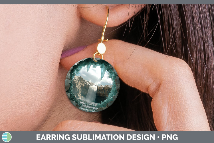 BS02 Geode Waterfall Round Earrings Sublimation Earrings Des