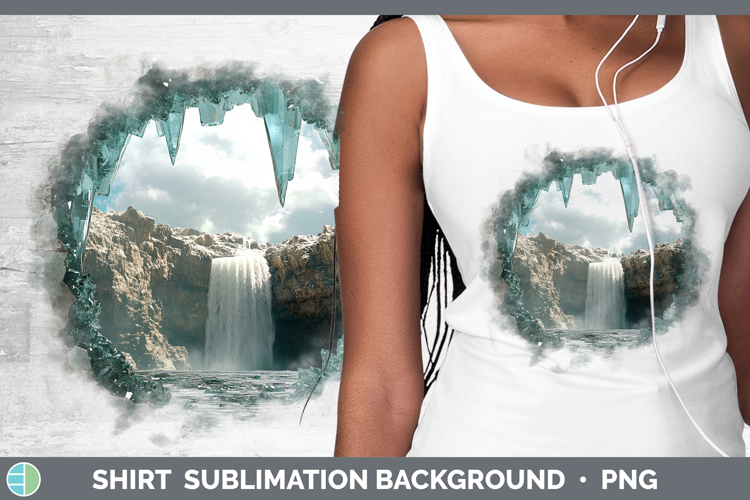 BS02 Geode Waterfall Shirt Sublimation Sublimation Backgroun