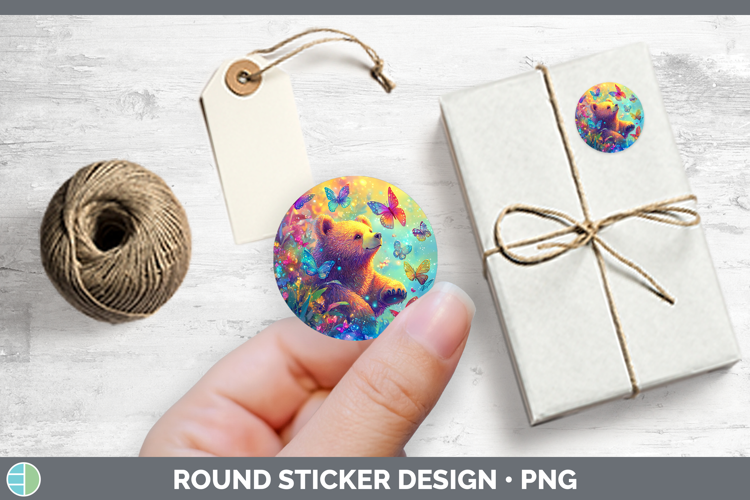 BS02 Glitter Bear Stickers | Round Labels Designs