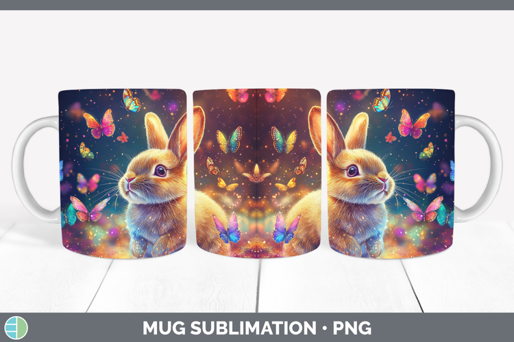 BS02 Glitter Bunny Mug Wrap Sublimation Coffee Cup Designs