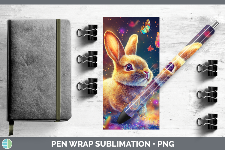BS02 Glitter Bunny Pen Wrap Sublimation Pen Designs