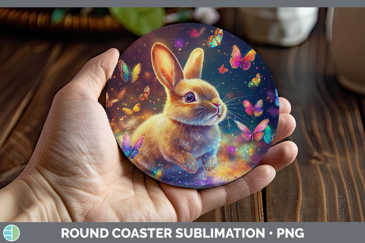 BS02 Glitter Bunny Round Coaster Sublimation Coaster Designs