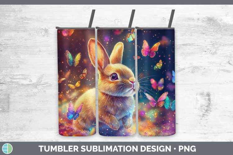 BS02 Glitter Bunny Tumbler Sublimation 20 oz Skinny Tumbler