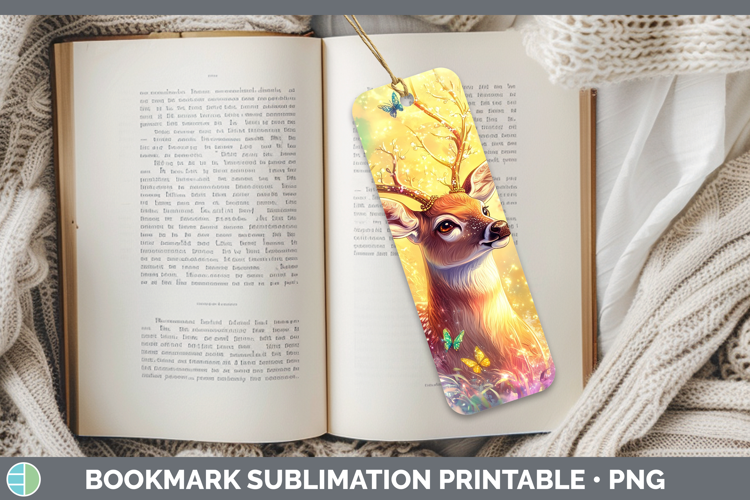 BS02 Glitter Deer Bookmark Sublimation Printable Designs