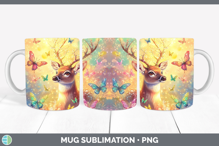 BS02 Glitter Deer Mug Wrap Sublimation Coffee Cup Designs
