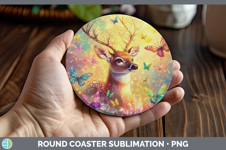 BS02 Glitter Deer Round Coaster Sublimation Coaster Designs