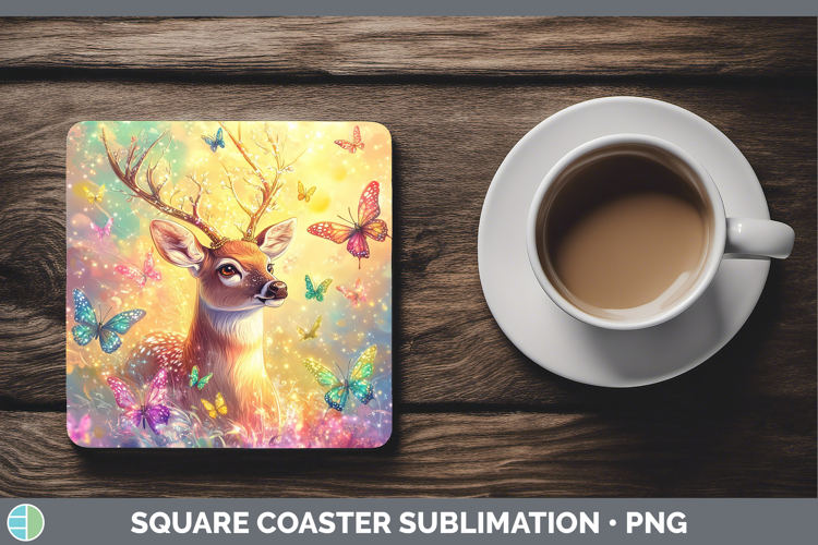BS02 Glitter Deer Square Coaster Sublimation Coaster Designs