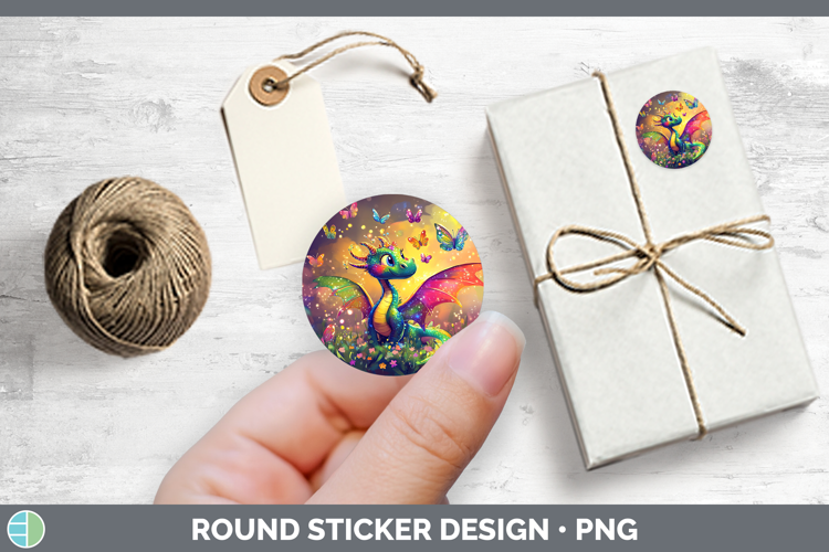 BS02 Glitter Dragon Stickers | Round Labels Designs