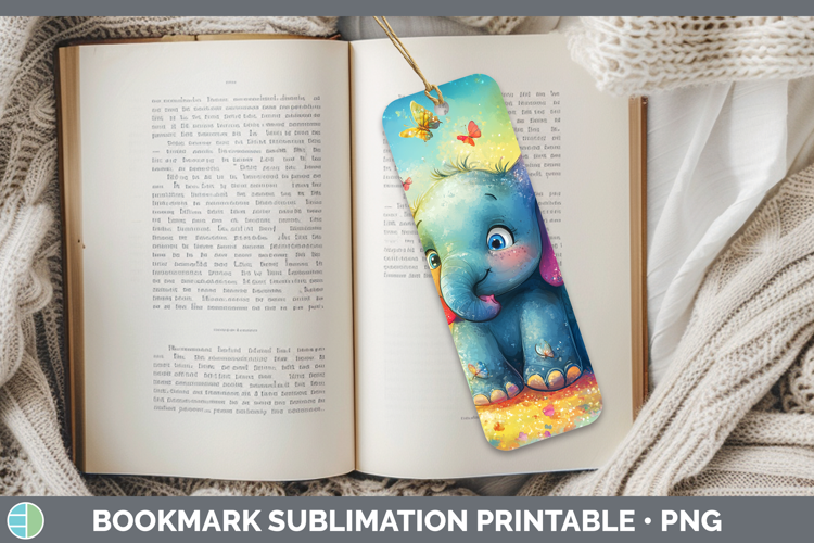 BS02 Glitter Elephant Bookmark Sublimation Printable Designs