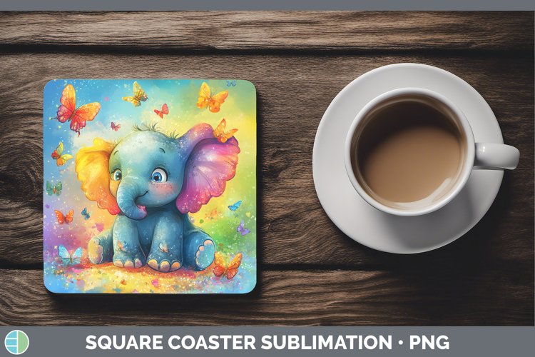BS02 Glitter Elephant Square Coaster Sublimation Coaster Des