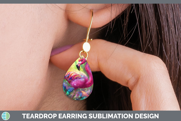 BS02 Glitter Flamingo Teardrop Earrings Sublimation Earrings