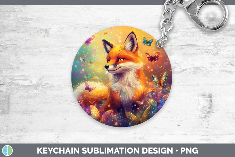 BS02 Glitter Fox Keychain Sublimation Keyring Designs