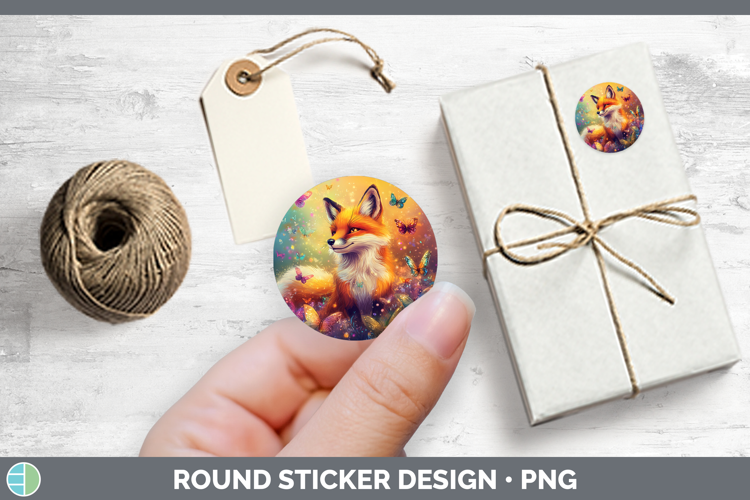 BS02 Glitter Fox Stickers | Round Labels Designs