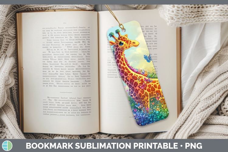 BS02 Glitter Giraffe Bookmark Sublimation Printable Designs