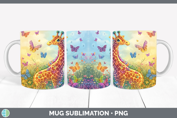 BS02 Glitter Giraffe Mug Wrap Sublimation Coffee Cup Designs